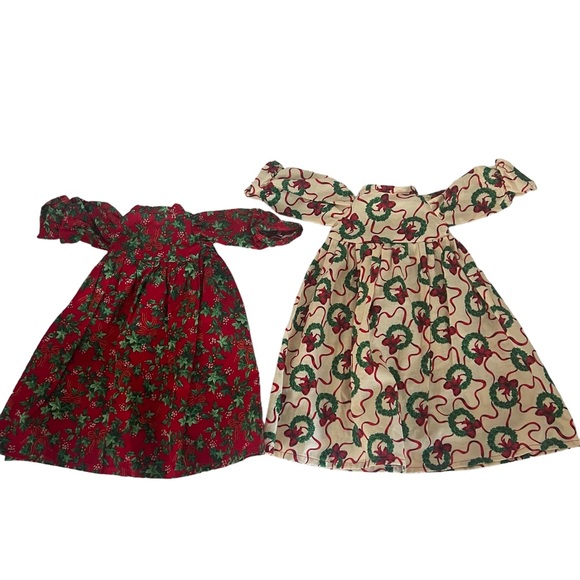 Vintage Christmas Doll Dresses Set‎ of 2 - Picture 1 of 10